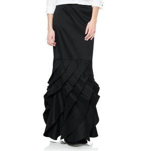 Tadashi Shoji Black ruffled full-length skirt